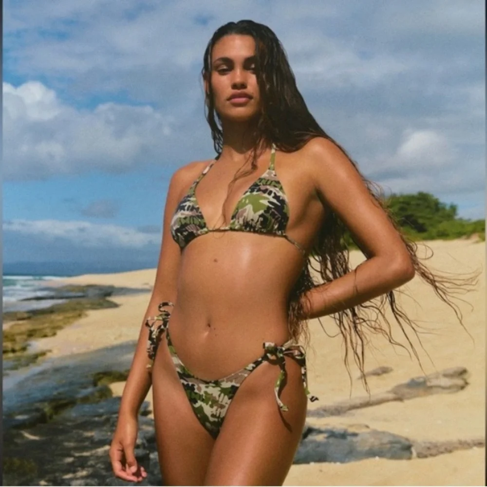 SKIMS Dippy Tie Logo Camo Swim Bottoms